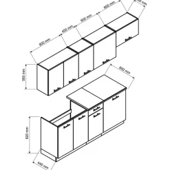 Garnero Arredamenti Cucine Complete|Cucine Complete-Cucina 240cm moderna lineare componibile Dalia Quercia