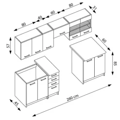 Garnero Arredamenti Cucine Complete|Cucine Complete-Cucina 260cm moderna lineare rovere scuro acacia Marika Wengè - Rovere