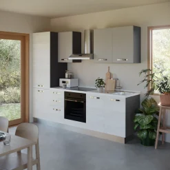 Garnero Arredamenti Cucine Complete|Cucine Complete-Cucina 255cm reversibile lineare bianco frassinato grigio MasterChef