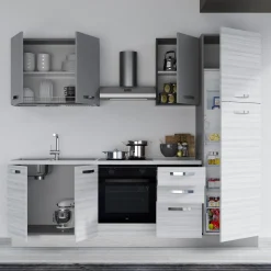 Garnero Arredamenti Cucine Complete|Cucine Complete-Cucina 255cm reversibile lineare bianco frassinato grigio MasterChef