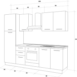 Garnero Arredamenti Cucine Complete|Cucine Complete-Cucina 255cm reversibile lineare bianco frassinato grigio MasterChef
