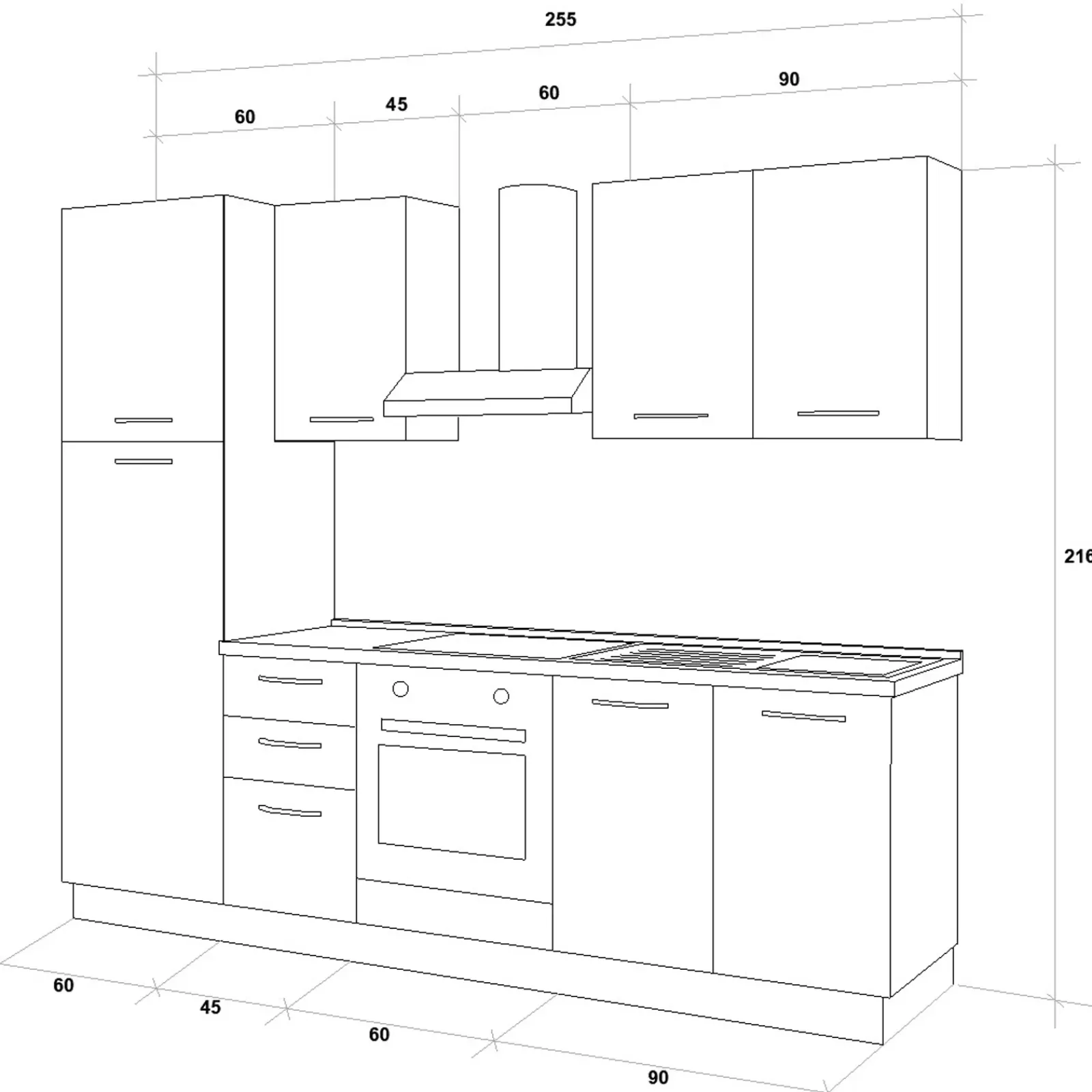 Garnero Arredamenti Cucine Complete|Cucine Complete-Cucina 255cm reversibile lineare bianco frassinato grigio MasterChef