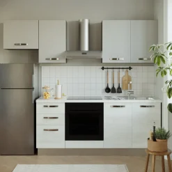 Garnero Arredamenti Cucine Complete|Cucine Complete-Cucina 255cm reversibile moderna lineare bianco frassinato grigio Cookery