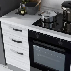 Garnero Arredamenti Cucine Complete|Cucine Complete-Cucina 255cm reversibile moderna lineare bianco frassinato grigio Cookery