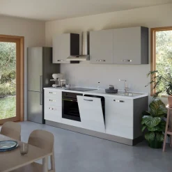 Garnero Arredamenti Cucine Complete|Cucine Complete-Cucina 240cm reversibile moderna lineare bianco frassinato grigio CookArt