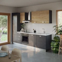 Garnero Arredamenti Cucine Complete|Cucine Complete-Cucina 285cm reversibile moderna lineare rovere antracite GourmetSpace