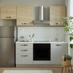 Garnero Arredamenti Cucine Complete|Cucine Complete-Cucina 240cm reversibile moderna lineare rovere grigio chiaro ChefEasy