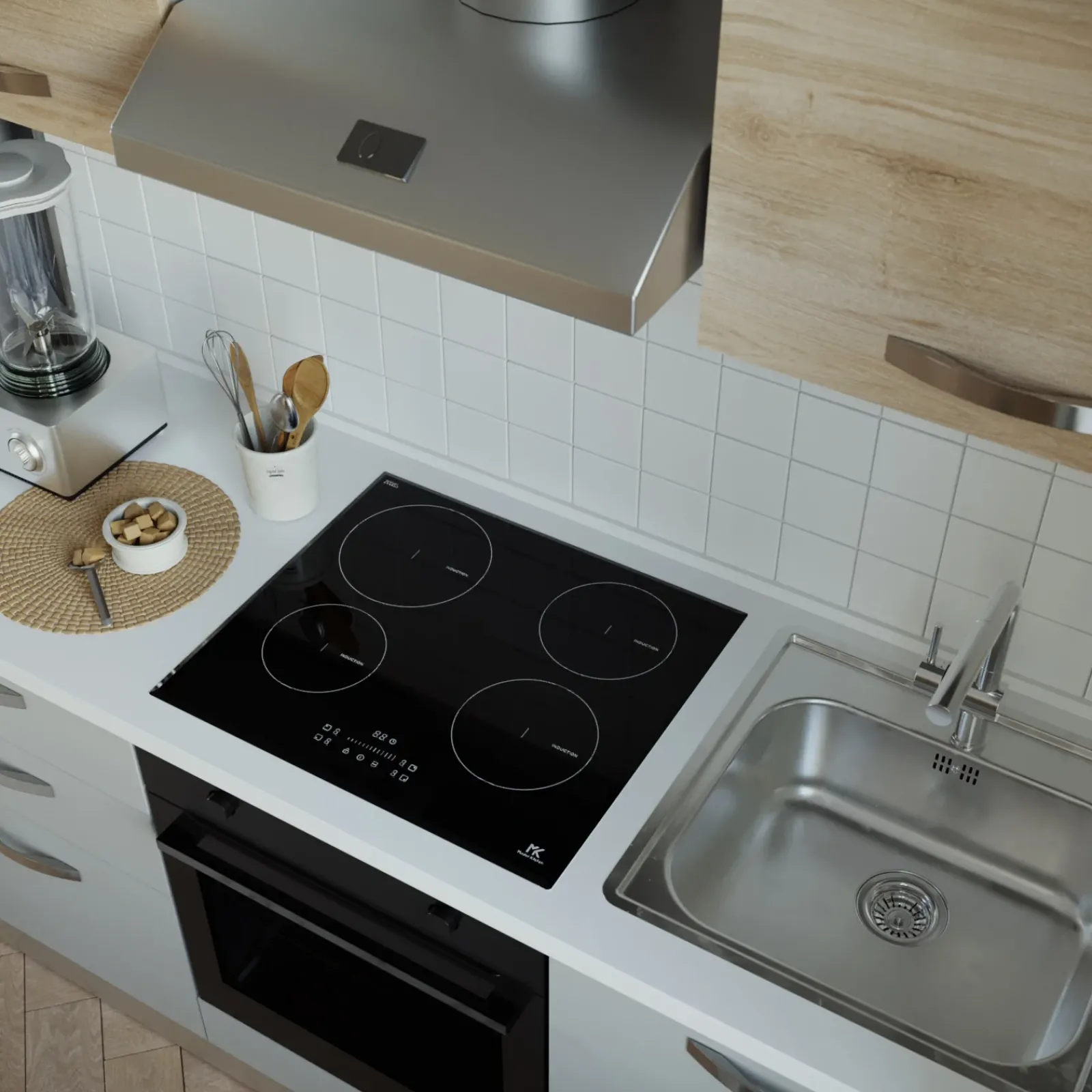 Garnero Arredamenti Cucine Complete|Cucine Complete-Cucina 240cm reversibile moderna lineare rovere grigio chiaro ChefEasy