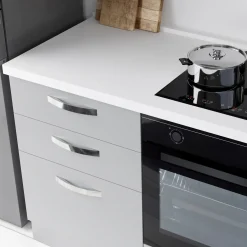 Garnero Arredamenti Cucine Complete|Cucine Complete-Cucina 240cm reversibile moderna lineare rovere grigio chiaro ChefEasy