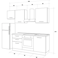 Garnero Arredamenti Cucine Complete|Cucine Complete-Cucina 240cm reversibile moderna lineare rovere grigio chiaro ChefEasy