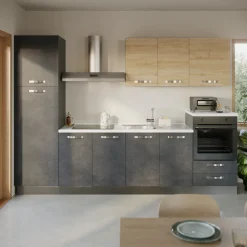 Garnero Arredamenti Cucine Complete|Cucine Complete-Cucina 300cm reversibile moderna lineare rovere antracite ChefStyle