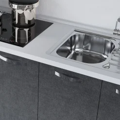 Garnero Arredamenti Cucine Complete|Cucine Complete-Cucina 300cm reversibile moderna lineare rovere antracite ChefStyle