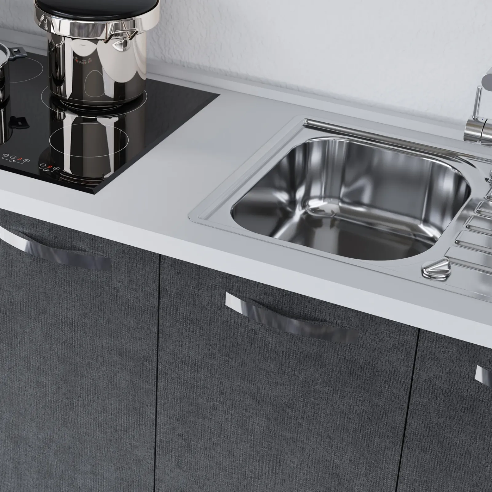 Garnero Arredamenti Cucine Complete|Cucine Complete-Cucina 300cm reversibile moderna lineare rovere antracite ChefStyle