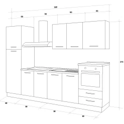 Garnero Arredamenti Cucine Complete|Cucine Complete-Cucina 300cm reversibile moderna lineare rovere antracite ChefStyle