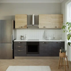 Garnero Arredamenti Cucine Complete|Cucine Complete-Cucina 240cm reversibile moderna lineare rovere antracite Culinary