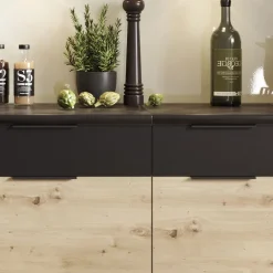 Garnero Arredamenti Cucine Complete|Cucine Complete-Cucina moderna componibile lineare 240cm quercia nero Terry 1