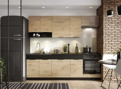 Garnero Arredamenti Cucine Complete|Cucine Complete-Cucina moderna componibile lineare 240cm quercia nero Terry 1