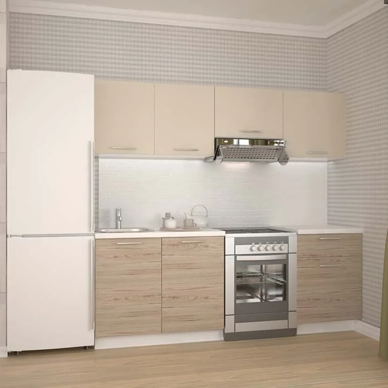 Garnero Arredamenti Cucine Complete|Cucine Complete-Cucina moderna standard 220cm rovere beige Noemi