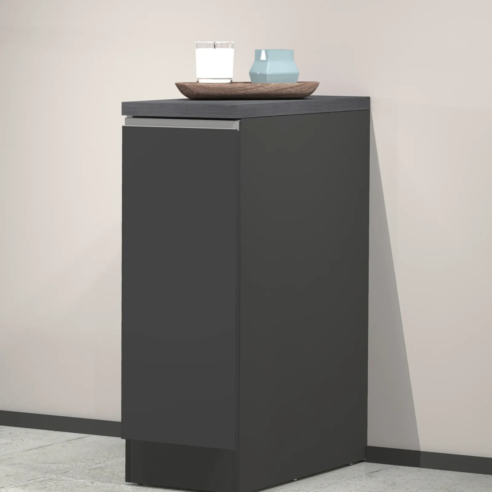 Garnero Arredamenti Scaffali E Dispense-Dispensa cucina bassa 30x85h cm scorrevole antracite grigio pietra Gourmet Antracite - Grigio pietra