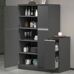 Garnero Arredamenti Scaffali E Dispense-Dispensa cucina bassa 30x85h cm scorrevole antracite grigio pietra Gourmet Antracite - Grigio pietra