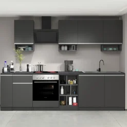 Garnero Arredamenti Scaffali E Dispense-Dispensa cucina bassa 30x85h cm scorrevole antracite grigio pietra Gourmet Antracite - Grigio pietra