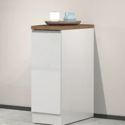 Garnero Arredamenti Scaffali E Dispense-Dispensa cucina bassa 30x85h cm scorrevole bianco rovere Gourmet Bianco Lucido - Rovere