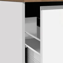 Garnero Arredamenti Scaffali E Dispense-Dispensa cucina bassa 30x85h cm scorrevole bianco rovere Gourmet Bianco Lucido - Rovere