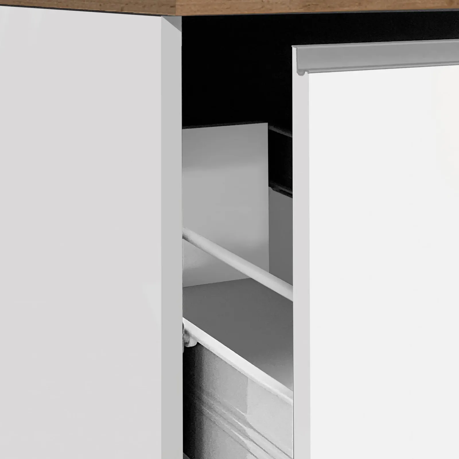 Garnero Arredamenti Scaffali E Dispense-Dispensa cucina bassa 30x85h cm scorrevole bianco rovere Gourmet Bianco Lucido - Rovere