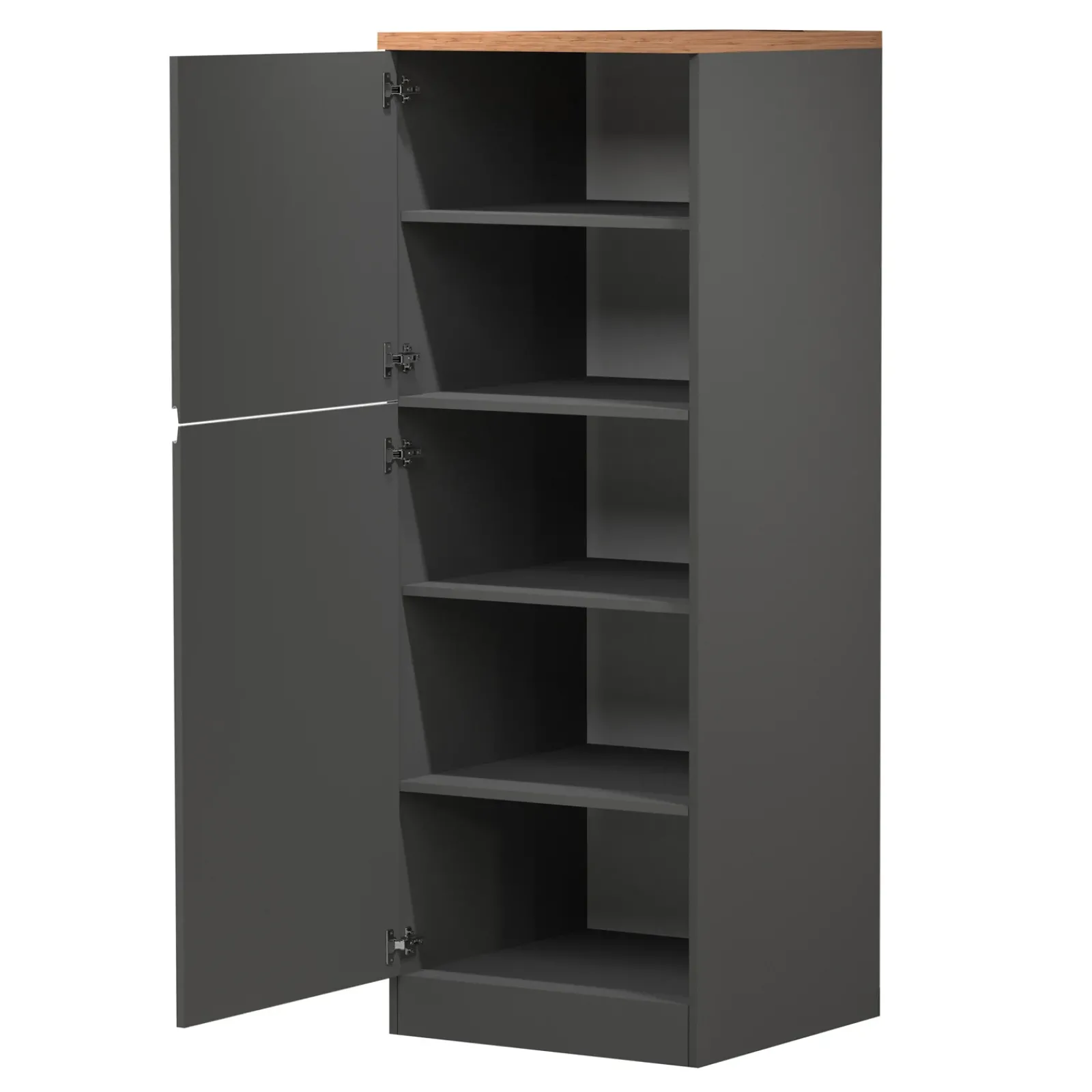 Garnero Arredamenti Scaffali E Dispense-Dispensa cucina 60x165h cm 4 ripiani antracite rovere Gourmet Antracite - Rovere