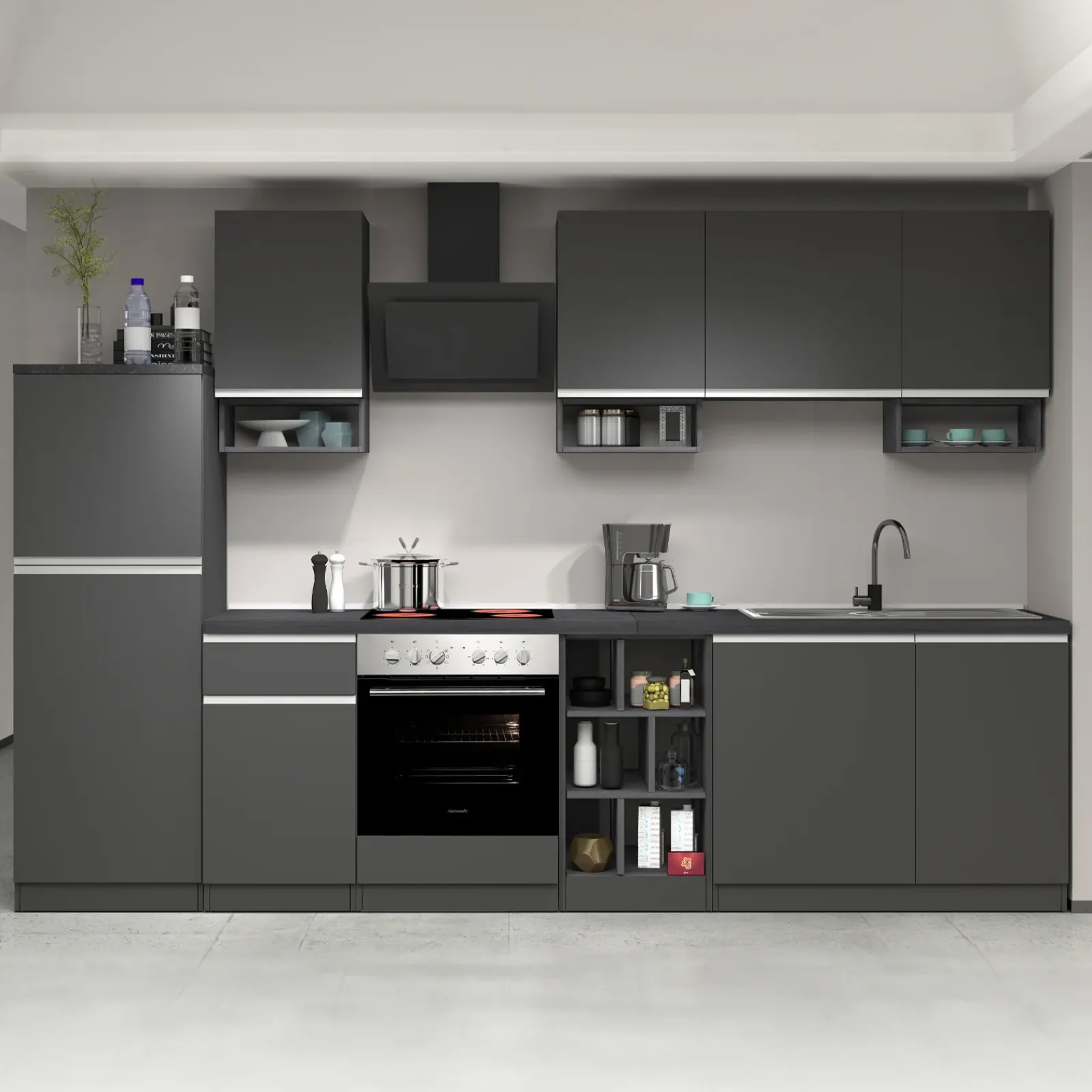 Garnero Arredamenti Scaffali E Dispense-Dispensa cucina 60x165h cm 4 ripiani antracite grigio pietra Gourmet Antracite - Grigio pietra