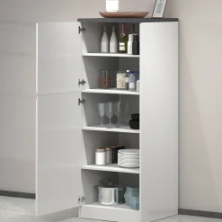 Garnero Arredamenti Scaffali E Dispense-Dispensa cucina 60x165h cm 4 ripiani bianco grigio pietra Gourmet Bianco Lucido - Grigio pietra