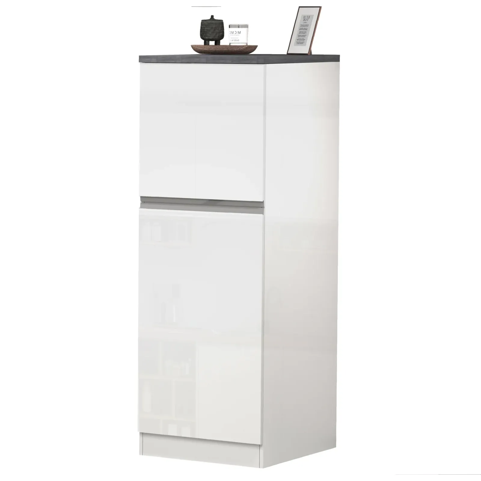 Garnero Arredamenti Scaffali E Dispense-Dispensa cucina 60x165h cm 4 ripiani bianco grigio pietra Gourmet Bianco Lucido - Grigio pietra