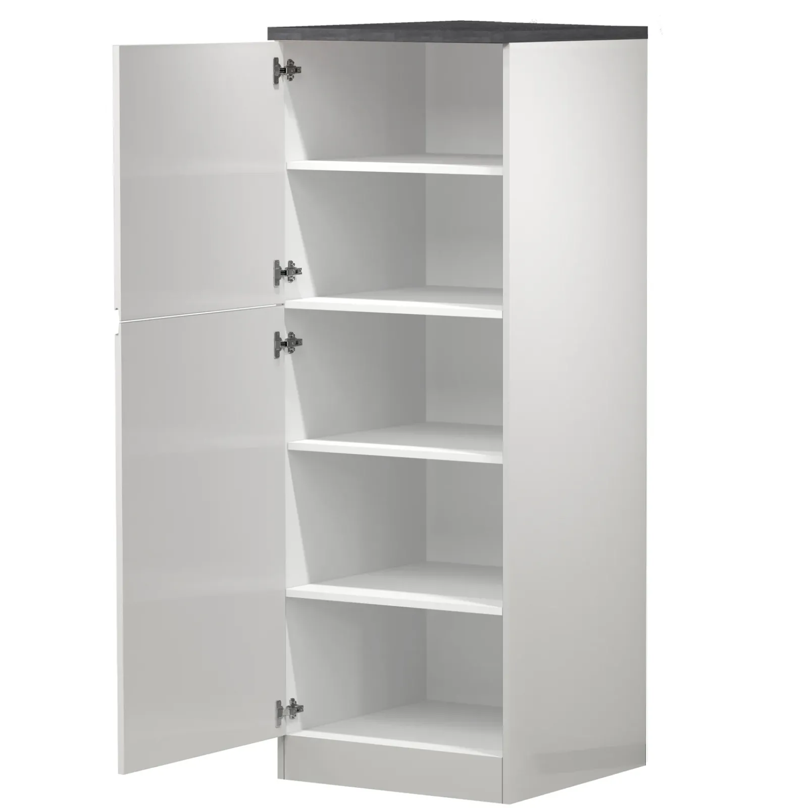 Garnero Arredamenti Scaffali E Dispense-Dispensa cucina 60x165h cm 4 ripiani bianco grigio pietra Gourmet Bianco Lucido - Grigio pietra