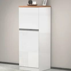 Garnero Arredamenti Scaffali E Dispense-Dispensa cucina 60x165h cm 4 ripiani bianco rovere Gourmet Bianco Lucido - Rovere