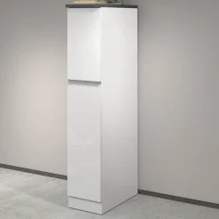 Garnero Arredamenti Scaffali E Dispense-Dispensa cucina 30x165h cm scorrevole bianco grigio pietra Gourmet Bianco Lucido - Grigio pietra