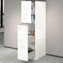 Garnero Arredamenti Scaffali E Dispense-Dispensa cucina 30x165h cm scorrevole bianco grigio pietra Gourmet Bianco Lucido - Grigio pietra