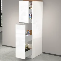 Garnero Arredamenti Scaffali E Dispense-Dispensa cucina 30x165h cm scorrevole bianco rovere Gourmet Bianco Lucido - Rovere