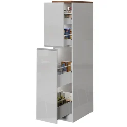 Garnero Arredamenti Scaffali E Dispense-Dispensa cucina 30x165h cm scorrevole bianco rovere Gourmet Bianco Lucido - Rovere