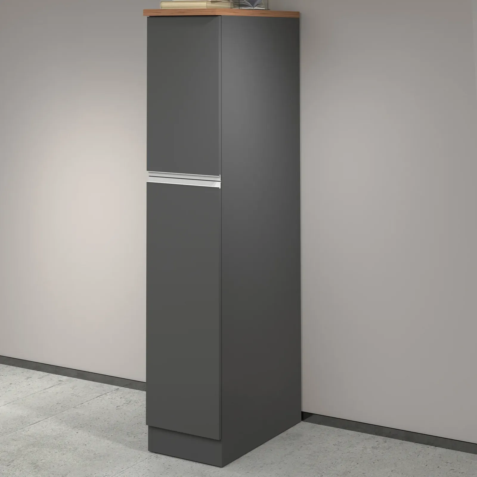 Garnero Arredamenti Scaffali E Dispense-Dispensa cucina 30x165h cm scorrevole antracite rovere Gourmet Antracite - Rovere