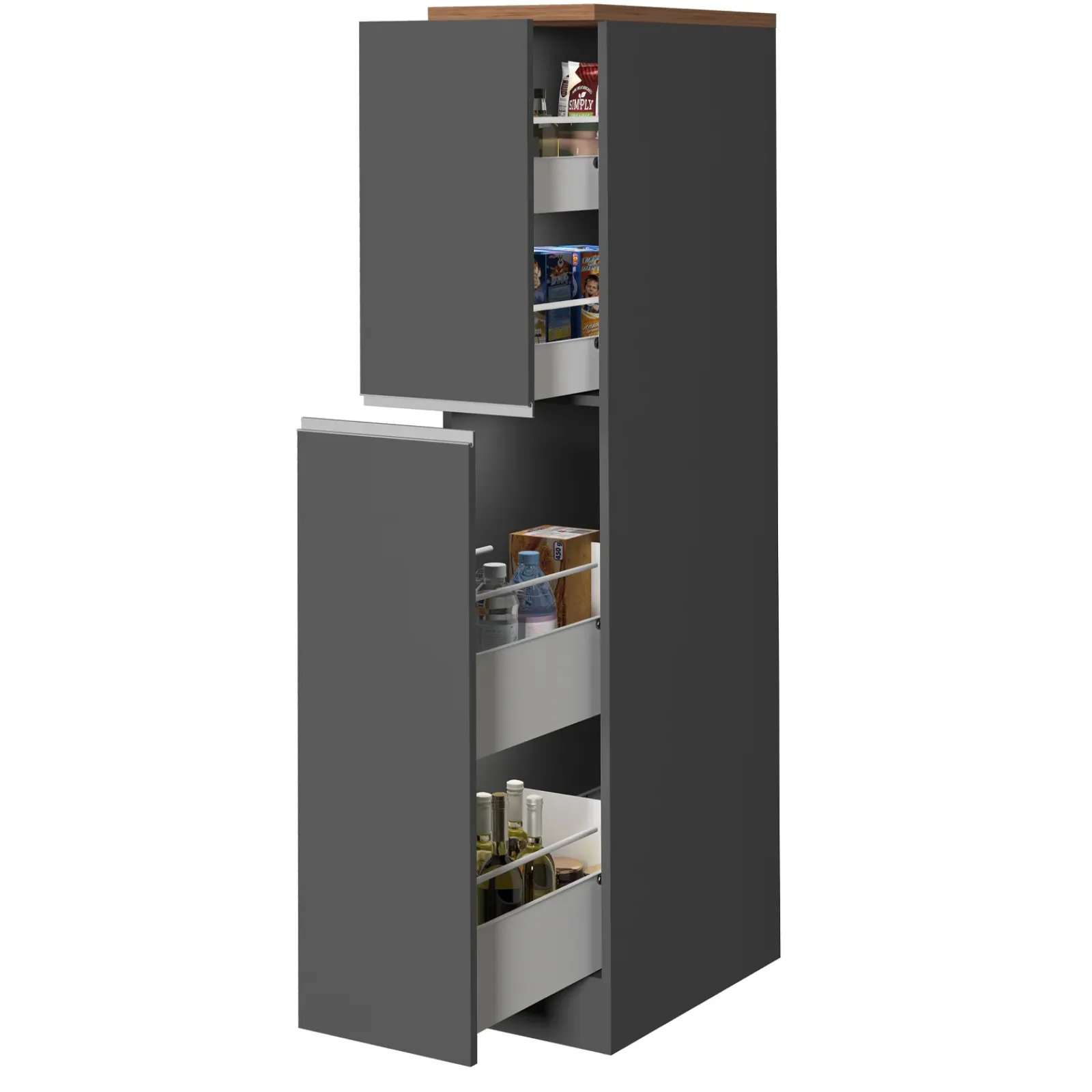 Garnero Arredamenti Scaffali E Dispense-Dispensa cucina 30x165h cm scorrevole antracite rovere Gourmet Antracite - Rovere