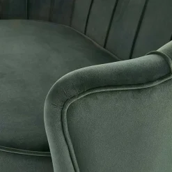 Garnero Arredamenti Divani Lineari-Divanetto 2 posti imbottito 131x77cm in velluto verde gambe oro Gabriella Tessuto Vellutino Verde