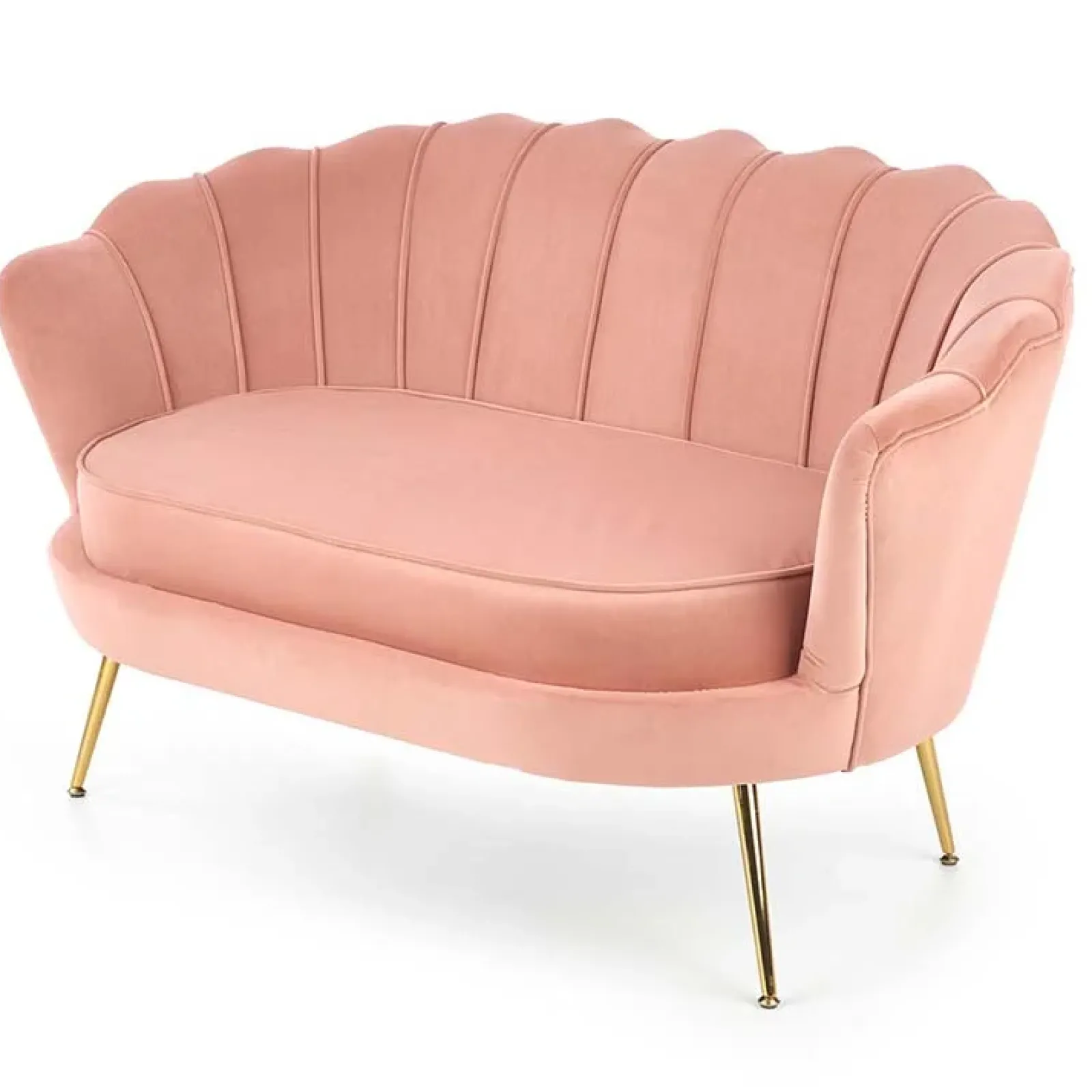 Garnero Arredamenti Divani Lineari-Divanetto 131x77cm 2 posti imbottito in velluto rosa antico gambe in oro Gabriella Tessuto Vellutino Rosa