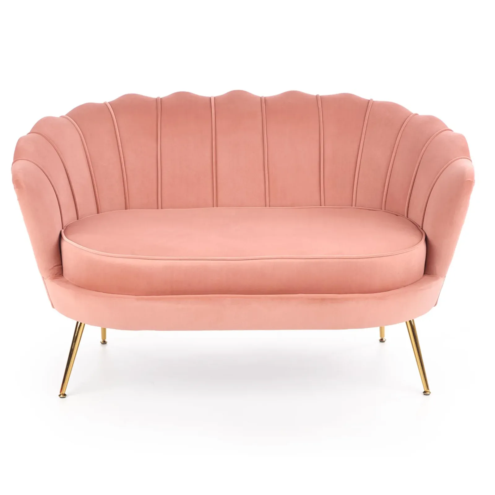 Garnero Arredamenti Divani Lineari-Divanetto 131x77cm 2 posti imbottito in velluto rosa antico gambe in oro Gabriella Tessuto Vellutino Rosa