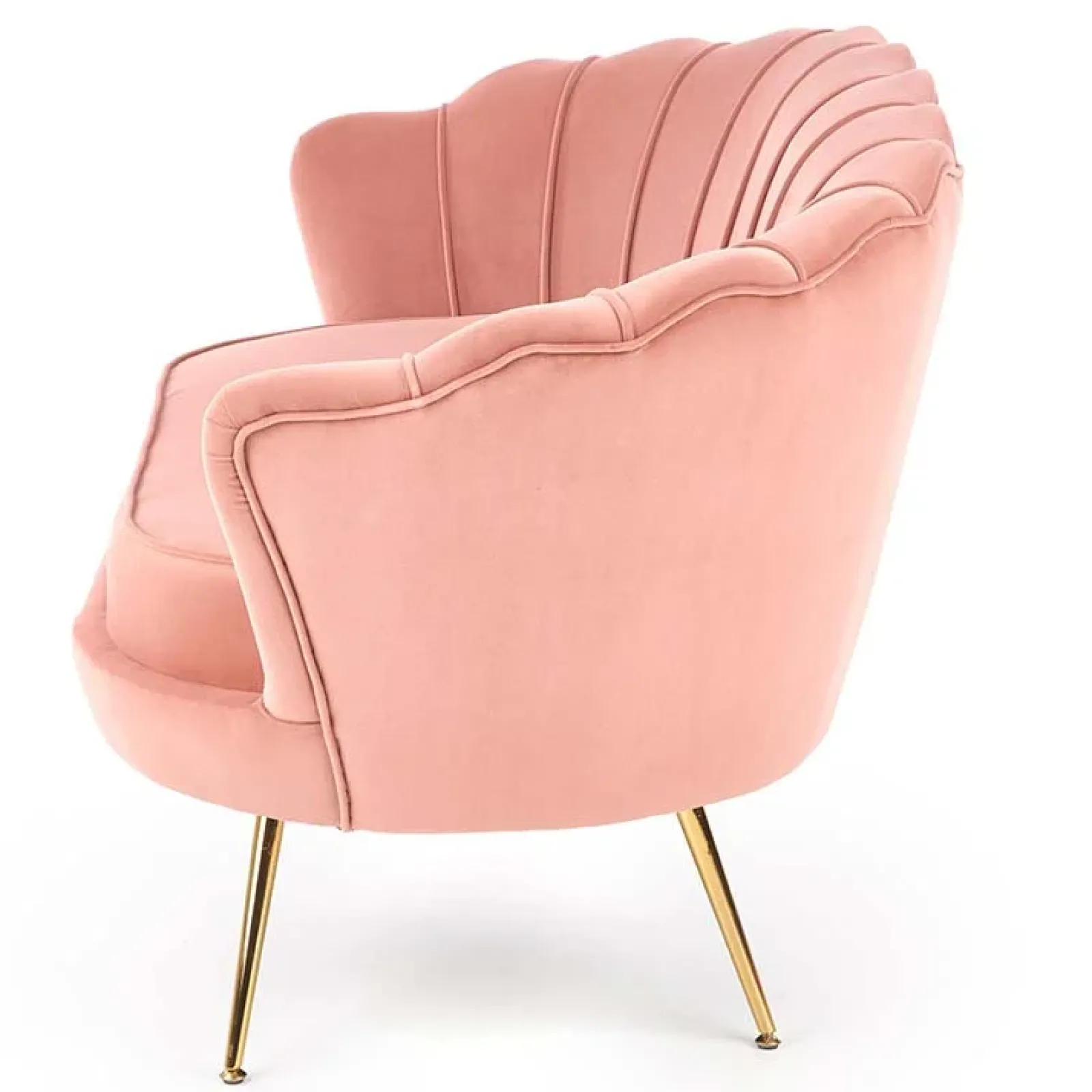 Garnero Arredamenti Divani Lineari-Divanetto 131x77cm 2 posti imbottito in velluto rosa antico gambe in oro Gabriella Tessuto Vellutino Rosa