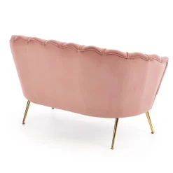 Garnero Arredamenti Divani Lineari-Divanetto 131x77cm 2 posti imbottito in velluto rosa antico gambe in oro Gabriella Tessuto Vellutino Rosa