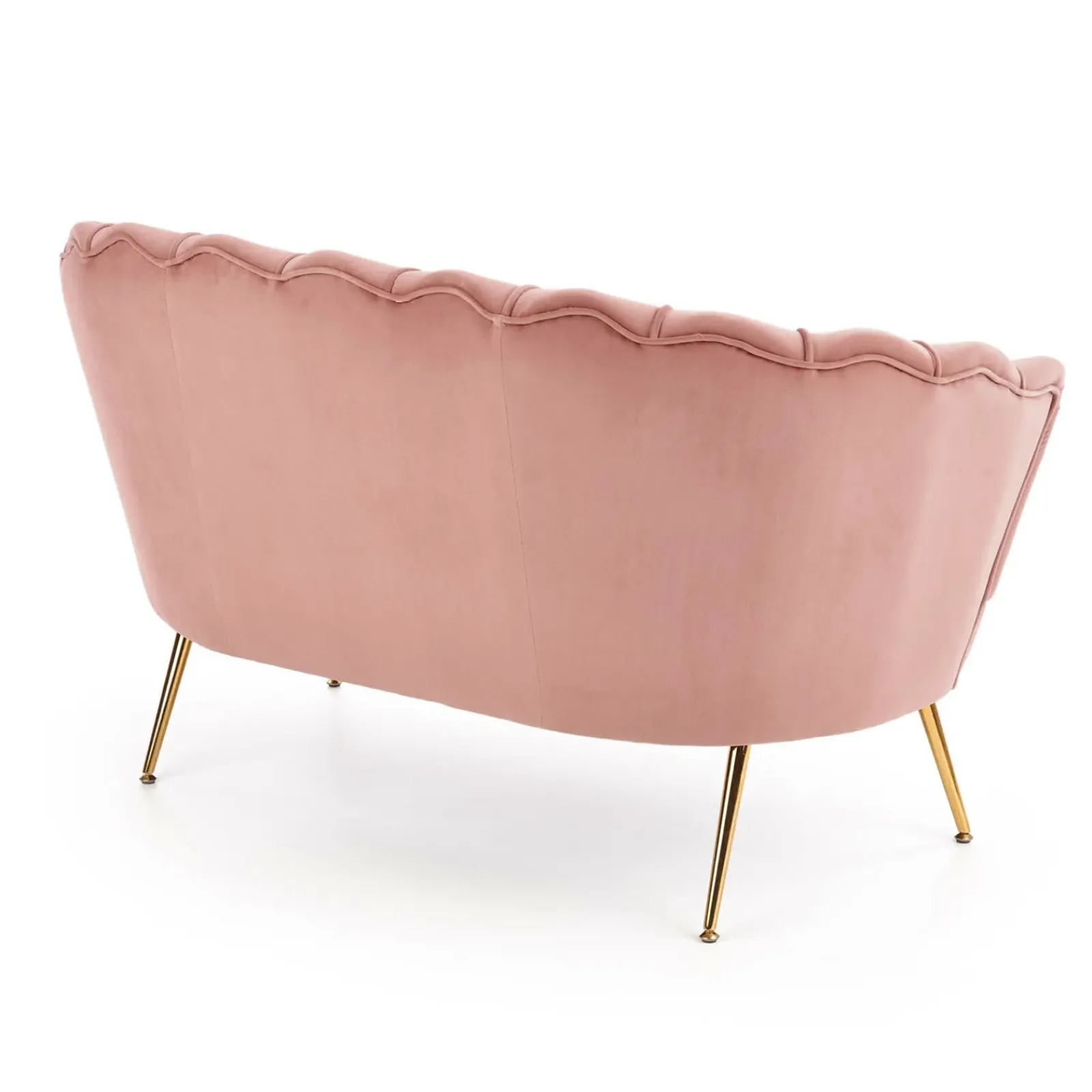 Garnero Arredamenti Divani Lineari-Divanetto 131x77cm 2 posti imbottito in velluto rosa antico gambe in oro Gabriella Tessuto Vellutino Rosa
