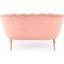 Garnero Arredamenti Divani Lineari-Divanetto 131x77cm 2 posti imbottito in velluto rosa antico gambe in oro Gabriella Tessuto Vellutino Rosa