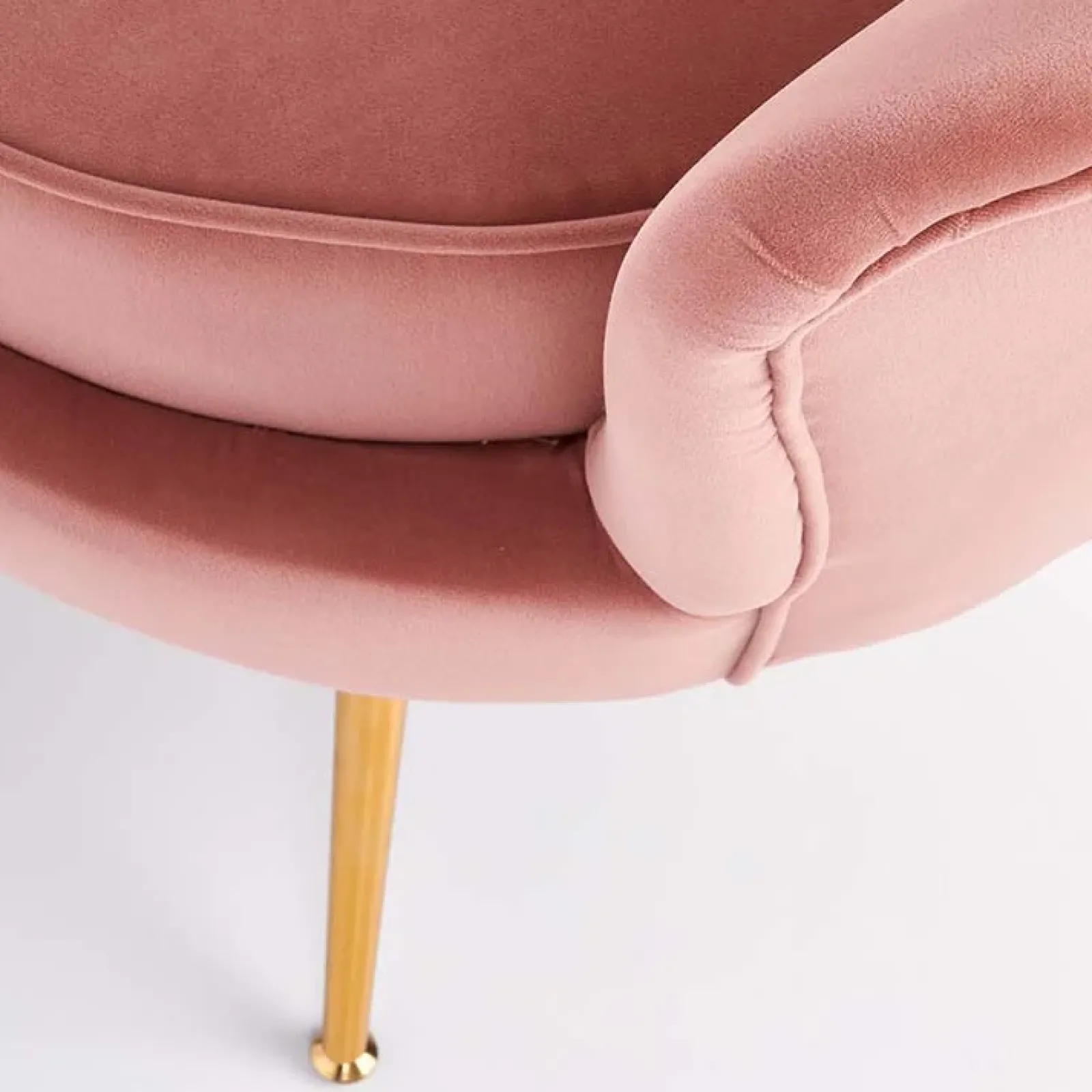 Garnero Arredamenti Divani Lineari-Divanetto 131x77cm 2 posti imbottito in velluto rosa antico gambe in oro Gabriella Tessuto Vellutino Rosa