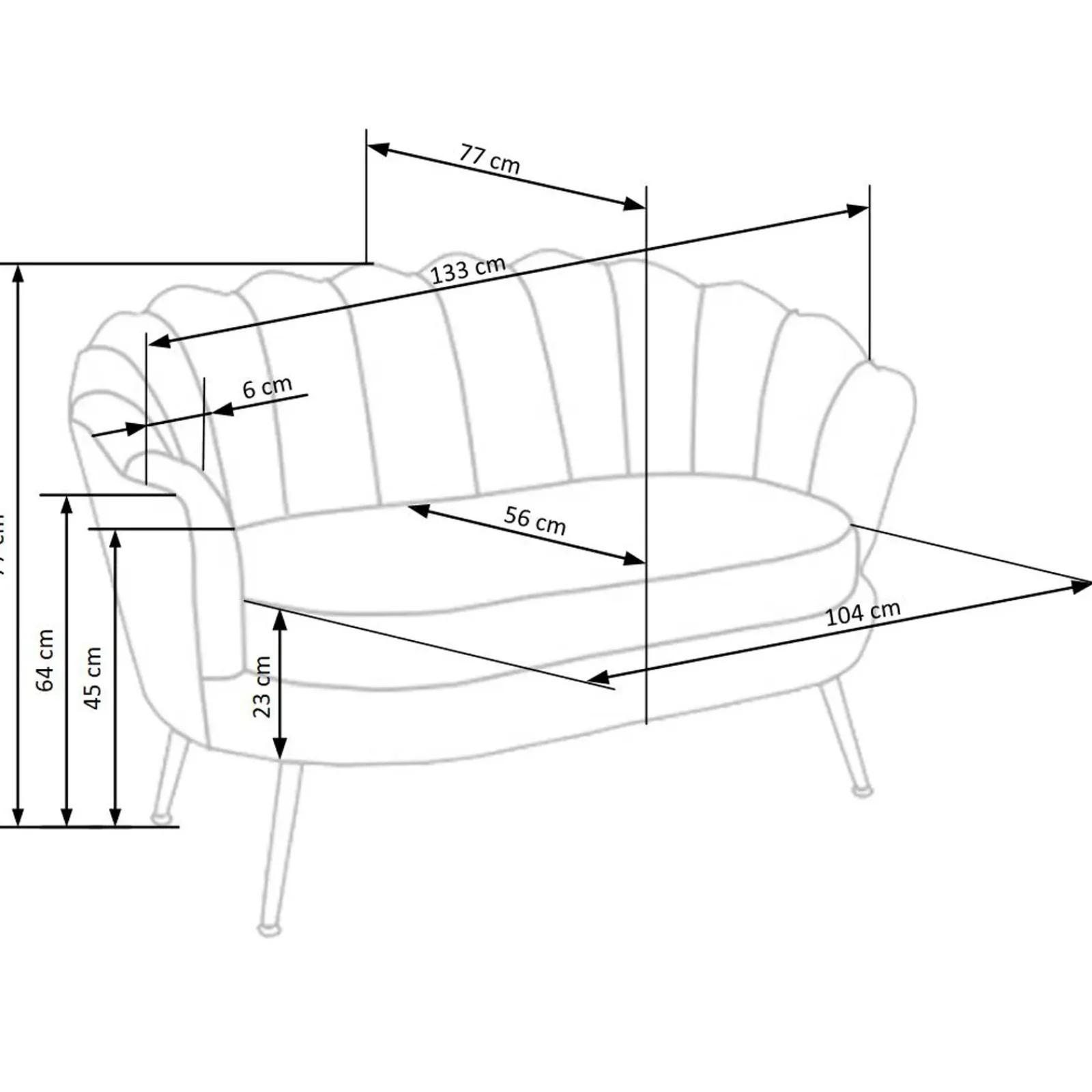Garnero Arredamenti Divani Lineari-Divanetto 131x77cm 2 posti imbottito in velluto rosa antico gambe in oro Gabriella Tessuto Vellutino Rosa