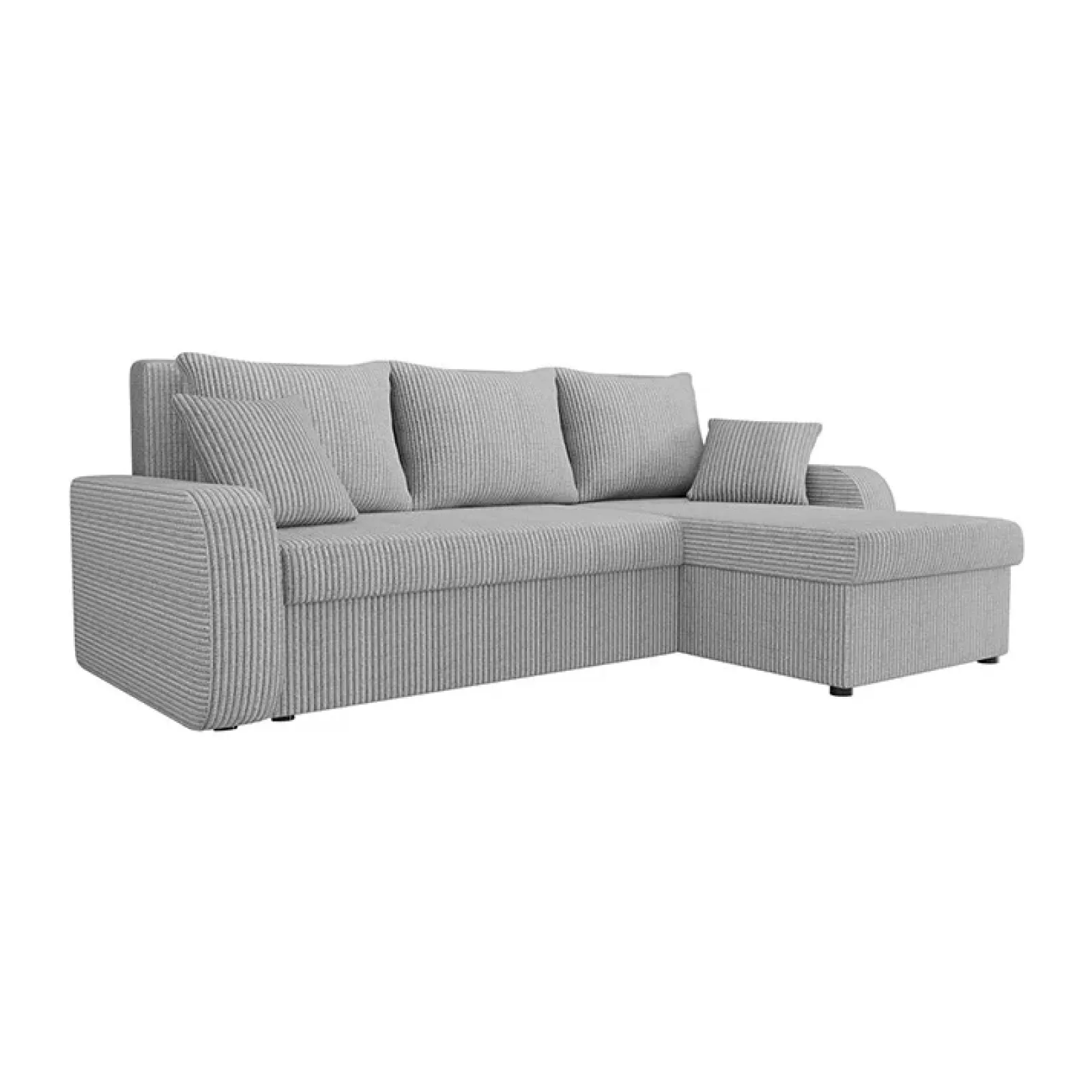 Garnero Arredamenti Divani Angolari|Divani Letto-Divano angolare letto 238x147cm 3 posti velluto a coste grigio Flow Velluto Poso Grigio